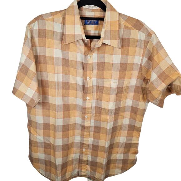 Vintage Pen West Short Sleeve Button Down Plaid Shirt Pendleton Large USA Made - Picture 1 of 4